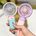 Cute Korean Design Mini Portable Fan With Rechargeable Battery Round Edge. 