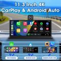 11.3 inch Car Multimedia Player 4K 360° Rotating Camera Wireless Carplay Android Auto Dash Cam Video Recorder Dashboard Car DVR. 