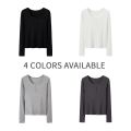 Long Sleeve Tops Women Crop Neck Women's T-shirts Slim Fitted Casual Basic Solid Color Y2K Going Out T Shirts Tee Tops.