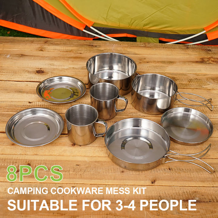 8pcs/Set%20Camping%20Cookware%20Mess%20Kit%20Stainless%20Steel%20Cooking%20Pot%20and%20Pan%20Set%20with%20Plates%20Cups%20for%20Outdoor%20Hiking%20Backpacking%20-%20Image%204