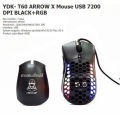 Ydk-T60 arrow X mouse USB 7200 DPI black + RGB Universal Gaming Mouse. 