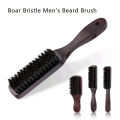 Hair Brush Wood Handle Boar Bristle Beard Comb Styling Detangling Straighten Brown Boar Bristles Massage Comb. 