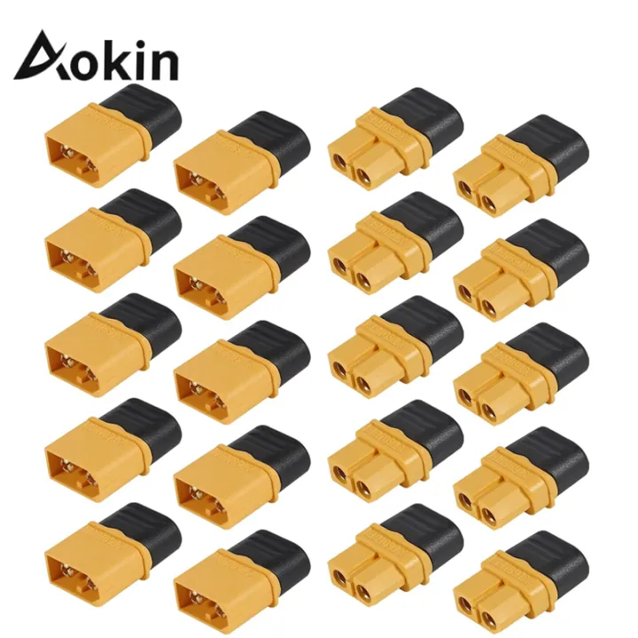 RUNCCI-YUN XT-90 Battery Connector Set, for RC Lipo Battery Motor 6 Pairs Yellow,6 Male Connectors + 6 Female Connectors