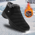 Men's Snow Boots, Winter Warm Shoes, Fuzzy Lining Windproof Hiking Boots, Winter Insulated Shoes, Fuzzy Lining Windproof Hiking Boots.
