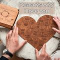 20 Reasons Why I Love You Wooden Heart Puzzle Valentines Day Gift For Him, Her, Couple - Wedding Anniversary For Wife, Husband. 