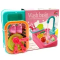 Kids Kitchen Toys Plastic Simulation Electric Dishwasher Sink Pretend Play With Electric Water Wash Basin Toy. 