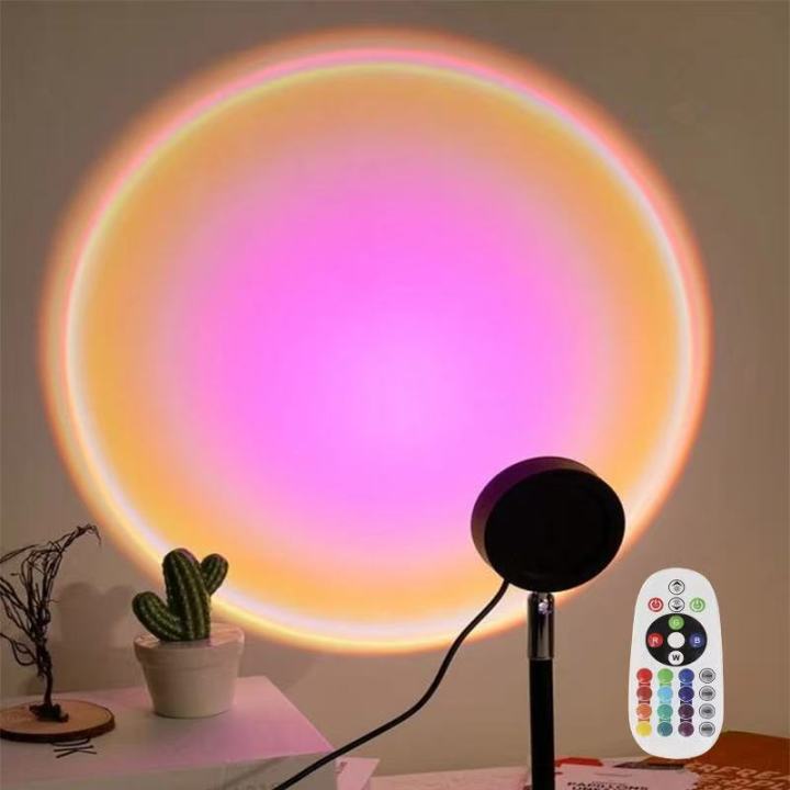 1%20PCS%20Sunset%20LED%20Projection%20Light%20Remote%20Control,%2016-color%20Environment%20USB%20Plug%20Night%20Light,%20Bedroom%20Decor%20Background%20Wall%20Photo%20-%20Image%202