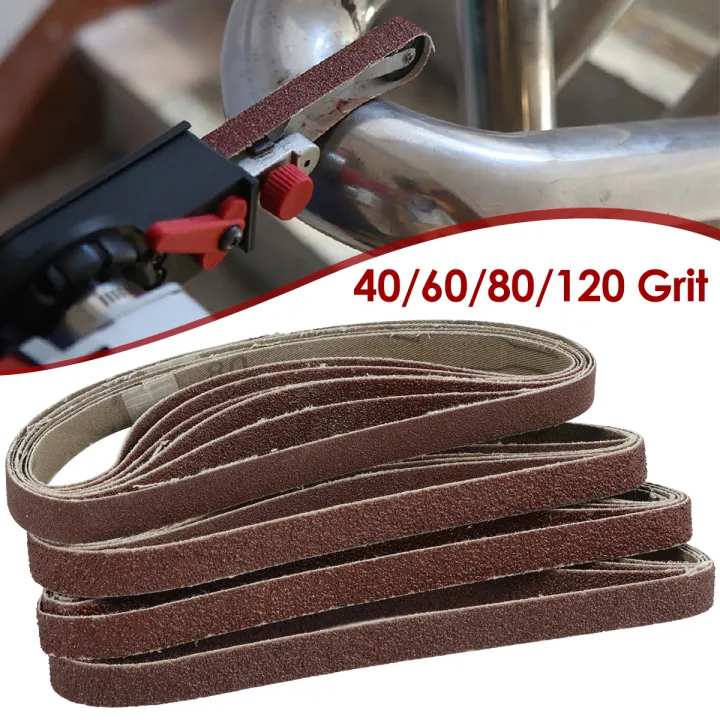 20Pcs 13 x 457mm Aluminum Oxide Sanding Belts 40/60/80/120Grit Sander Abrasive Belt for Sanding Wood Metal Plastic