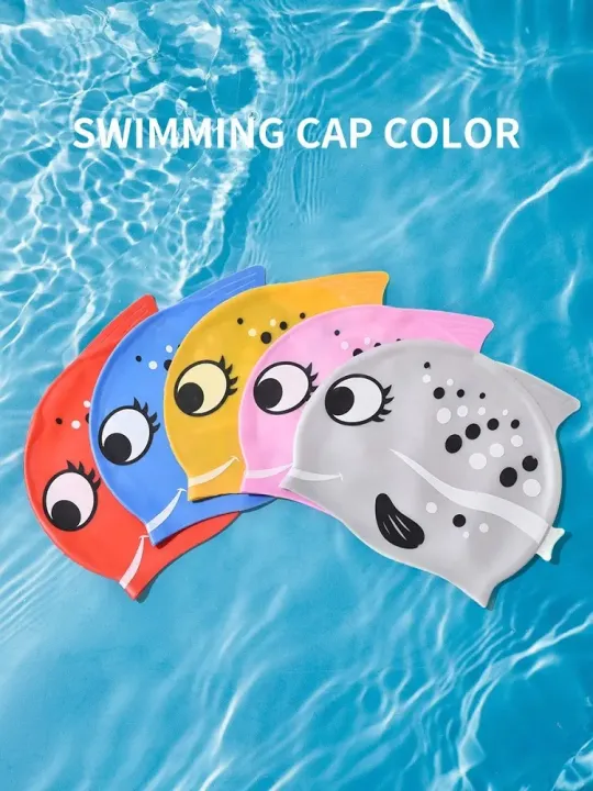 Children's%20Silicone%20Waterproof%20Swimming%20Cap%20-%20Cartoon%20Fish%20Spot%20Design%20Unisex%20Soft%20No%20Pressure%20for%20Boys%20Girls%20-%20Image%204