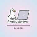 ProDucktive Themed Duck Laptop Stickers, Cute Duck & Notebook Design Glossy Vinyl Decals, Easy to Apply & Residue-Free Removable.