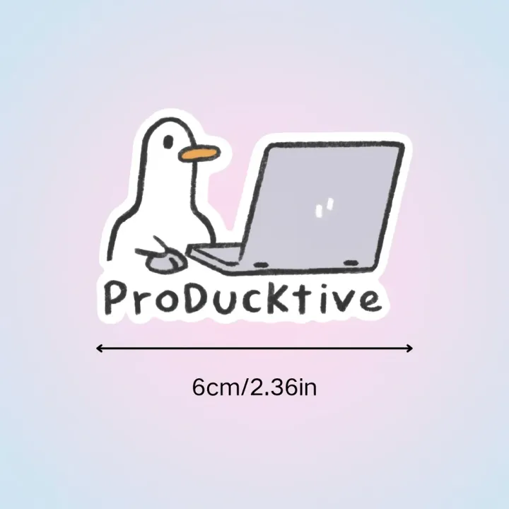ProDucktive%20Themed%20Duck%20Laptop%20Stickers,%20Cute%20Duck%20&%20Notebook%20Design%20Glossy%20Vinyl%20Decals,%20Easy%20to%20Apply%20&%20Residue-Free%20Removable%20-%20Image%204
