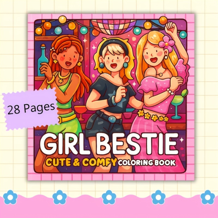 28 Pages Girls Theme Coloring Book Coloring Book, Valentine's Day Gifting, Birthday Party Gift, Drawing Supplies, Christmas