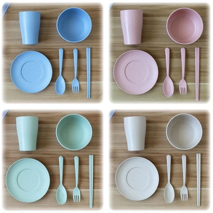 6%20Pcs/Set%20Wheat%20Straw%20Baby%20Tableware%20Children%20Food%20Dishes%20Bowl%20Feeding%20Infant%20Learning%20Dinnerware%20Spoon%20Chopsticks%20Fork%20Cup%20New%20-%20Image%203
