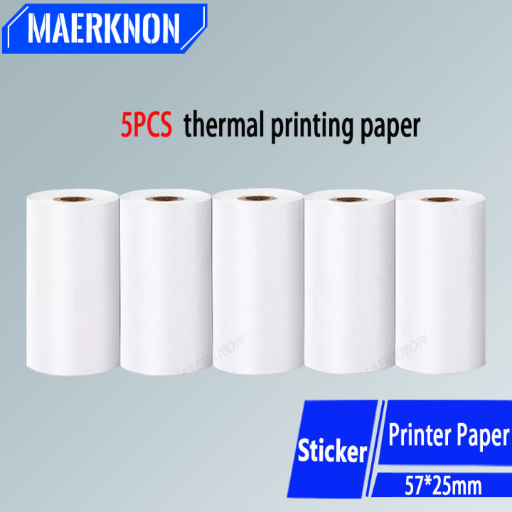 Mini Printer Paper Non-adhesive Thermal Paper 57mm Label Sticker Pocket ...