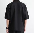 men's solid color simple Japanese style tooling short sleeve shirt. 