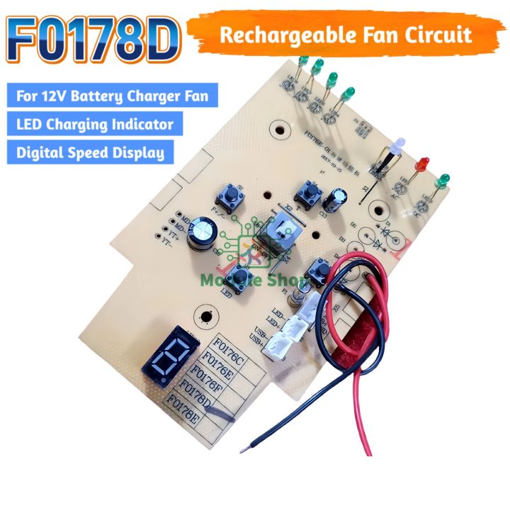 F0178D Rechargeable Fan Control Circuit Board Digital LED Display PWM ...