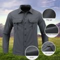 Men's Lightweight Quick-Drying Shirt Tactical Casual Military Long-Sleeved Cargo Shirt Breathable Sport Sunscreen Top T-Shirt. 