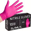 Fuchsia Nitrile Disposable Gloves 20/100PCS 3-mil Powder & Latex Free Household Cleaning Gloves for Cooking Kitchen Esthetician. 