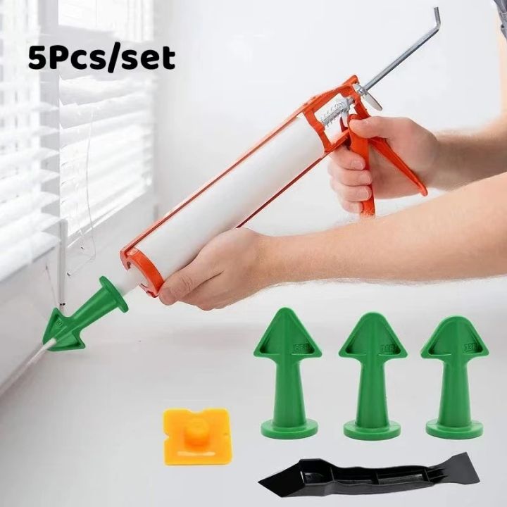 Prodrill 5Pcs Caulking Tool Kit Silicone Caulk Nozzle Applicator Finishing Set Grout Sealant Remover Finishing Scraper Edger