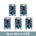 5pcs TP4056 Lithium Battery Charging Board with Battery Protection 5V 1A Micro USB Charging Port - Couture - High-end.