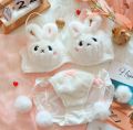Japanese lolita girls Plush lingerie with underpants no steel ring push-up bra set warm lingerie  underpants suit bralette. 