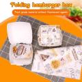 50/100Pcs Thickened Greaseproof Burger Box - Food Grade Disposable Fast Food Take Out Packaging Container. 