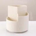 1pc Rotating Pen Holder, Office Student Desktop Pen Storage Box, Office Storage Three-hole Makeup Brush Box. 