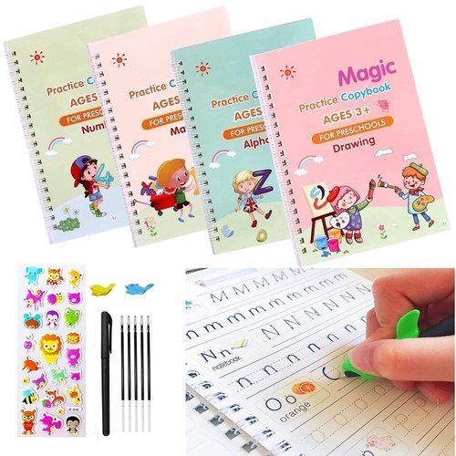 Magic Sank Book Set Of 4Pcs (Aphabetics, Numeric, Maths, Drawing) With 1 Pen And 10 Refills