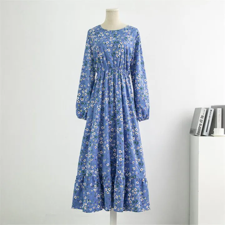 Spring%20Autumn%20Women%20Chiffon%20Dresses%20Casual%20Floral%20Printed%20Bark%20Crinkling%20Long%20Dresses%20O-neck%20Long%20Sleeve%20Loose%20Muslim%20Maxi%20Dress%20-%20Image%203