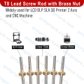T8 Lead Screw Rod with Brass Nut 350mm 500mm 650mm Length 8mm Screw Rod Rod Diameter Thread, 2mm Pitch Trapezoidal Thread for 3D Printer Stepper Motor CNC Machine Parts.