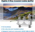 4-Way Coaxial Cable Splitter-  5-2400MHz, RG6 and RG59 Compatible，4 Port Coax Splitter for Satellite TV, Cable TV, Satellite Antenna System. 