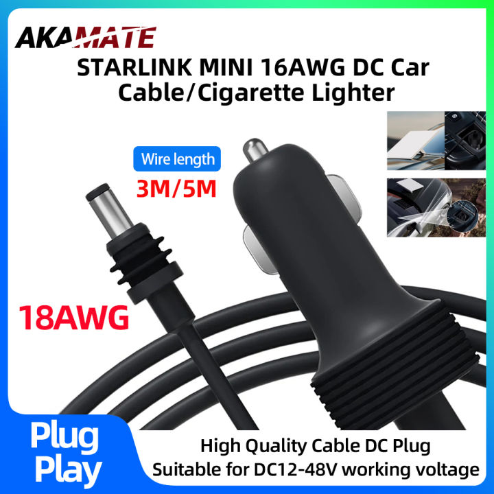 3IN1 Car Power Cord for Starlink Mini Cigarette  12V-48V Plug and Play for Car RV Boat 3M / 5M Cable Car Accessories