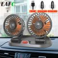 EAFC 5V 12V 24V Car Fan Dual Head Air Cooling Fan 360° Adjustable USB Mini Protable Auto Air Fan Low Noise Car Accessories. 