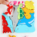 Cartoon Animal 3D Puzzles Fruit and Vegetable Vehicle Learning Montessori Jigsaw Game Kids Wooden Educational Toys for Children. 