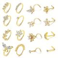 1Pc 20G Nose Rings Studs for Women, Stainless Steel 20G Nose Rings Hoop Screw L Shaped Nose Stud Nose Ring Nose Piercing Jewelry.