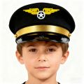 Children Captain Hat Cosplay Aviation Cap Navy Party Costume Police Sailors Caps Performance Captain Hat with Badge Unisex 1PC.