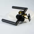 Viladepot Privacy Door Handle Polishing Handle Lever Round Base Bedroom Bathroom Door Lock Reversible. 