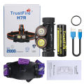 H7R USB Rechargeable Headlamp 2000 Lumen Red White LED Work Light 4000K CRI95 Head with Spotlight Floodlight Red light. 