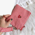 Red Cherry Canvas Makeup Bag, Portable and Easy to Carry. Red Plaid, Large Capacity Cosmetic Lipstick Storage Bag.. 
