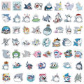 50Pcs Cartoon Jeff the Shark Stickers DIY Stickers Scrapbooking Phone Luggage Skateboard Waterproof Graffiti Decals.