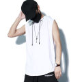 2024 Summer New Men's Fashion Sportswear Gym Fitness Jogging Hooded Sleeveless T-shirt Loose Large Comfortable Top. 