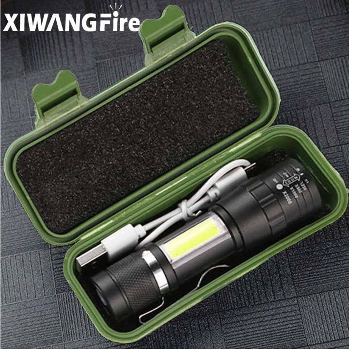 T6 COB Light Flashlight Rechargeable Portable LED Flashlight Built-in ...