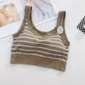 One-piece Cup Sports Vest Beautiful Back Women's Double Shoulder Stripes Tank Top Thin High-elastic. 