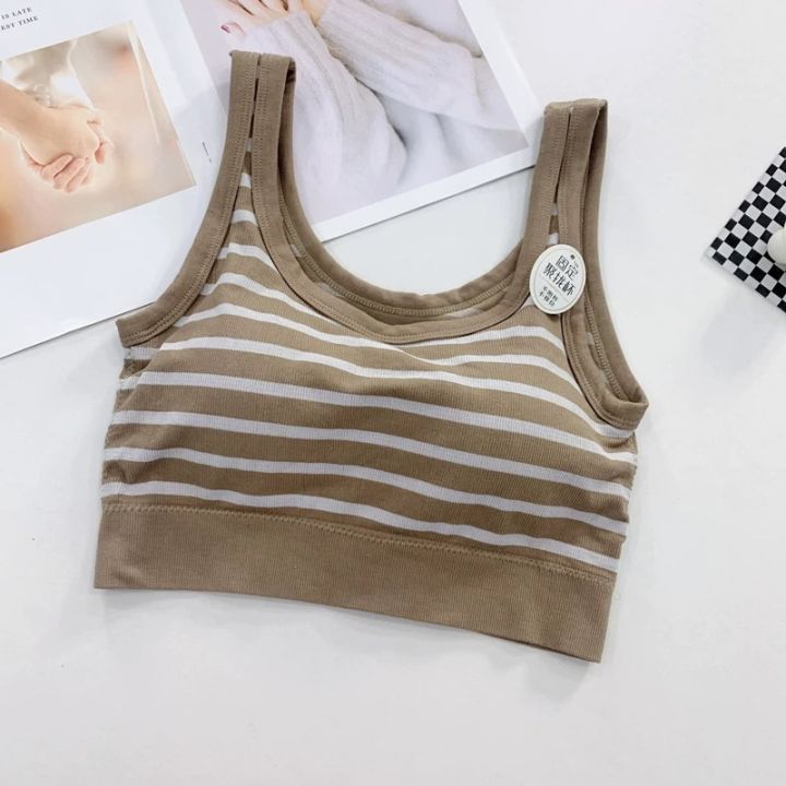 One-piece Cup Sports Vest Beautiful Back Women's Double Shoulder Stripes Tank Top Thin High-elastic