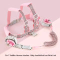 2 In 1 Toddler Harness Leashes,Reflective Harnesses with Anti Lost Wrist Link for 1-8 Years Children Walking Safety Harness..