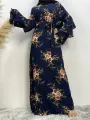 Muslim plus-size fashion hot new Arab Dubai women's clothing Islamic women's print robe dress Saudi Malaysia long sleeve elegant. 