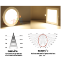 Round Recessed Ceiling Lamp, Square Type, Led Panel Light 6W/9W/12W/18W/24W White Light and Warm White Light. 
