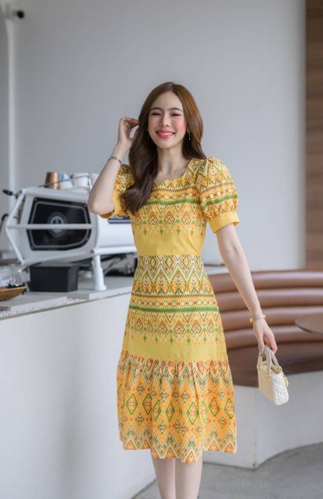 Lanna-Thai%20fabric%20dress%20(size%2036%20")%20Thai%20cotton%20fabric,%20work%20wear,%20very%20beautiful%20work.%20-%20Image%206