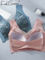 FallSweet 4PCS Plus Size Ice Silk Bra for Women Seamless Push Up Bralette Wireless Lace Brassiere Summer Underwear Lingerie Tops. 