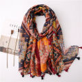 2024 Designer Brand Women Scarf Classical Print Lady Shawls Cotton Feeling Soft Oversize Hijabs Neck Headband Tassel Foulard.